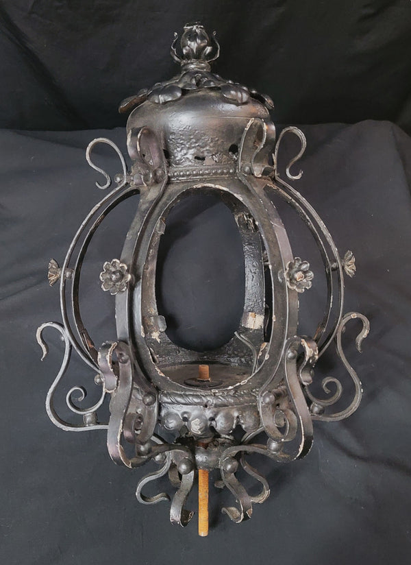 Ornate Victorian Wrought Iron Lamp Post Base Top 18" x 12" GS00783