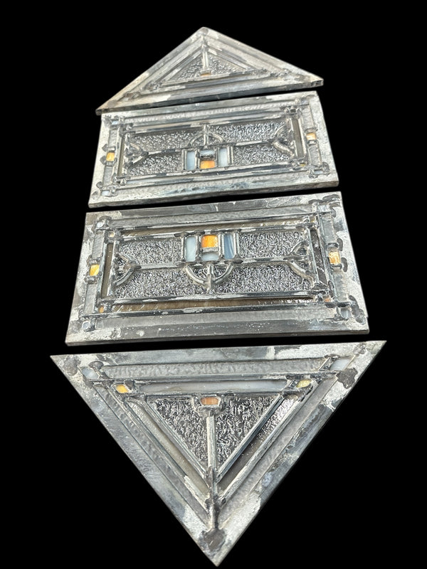 4 Sets of Stained + Pebbled Glass Window Panels GA20702