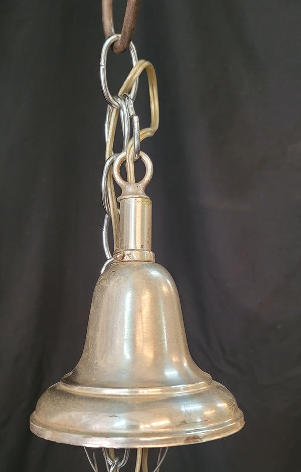 Restored Ornate Nickel Plated Brass Pendant Chandelier 16" x 52" GS00999