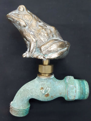 Vintage Unique Solid Bronze Frog Toad Faucet Topper