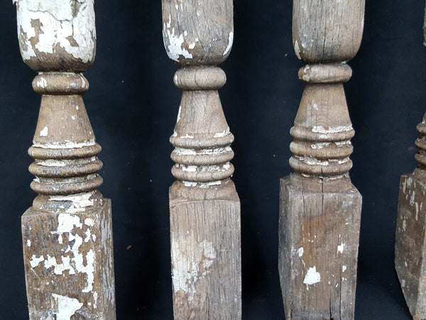 Architectural Salvage 4 Wooden Spindles Balusters Double Spiral Collar Design