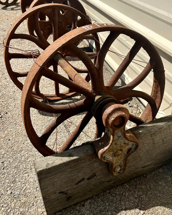 Pair of Industrial Cast Iron Cart Wheels GA20952