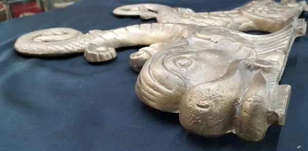 Restored Pair of Solid Brass Dolphin Fish Andirons GA20590