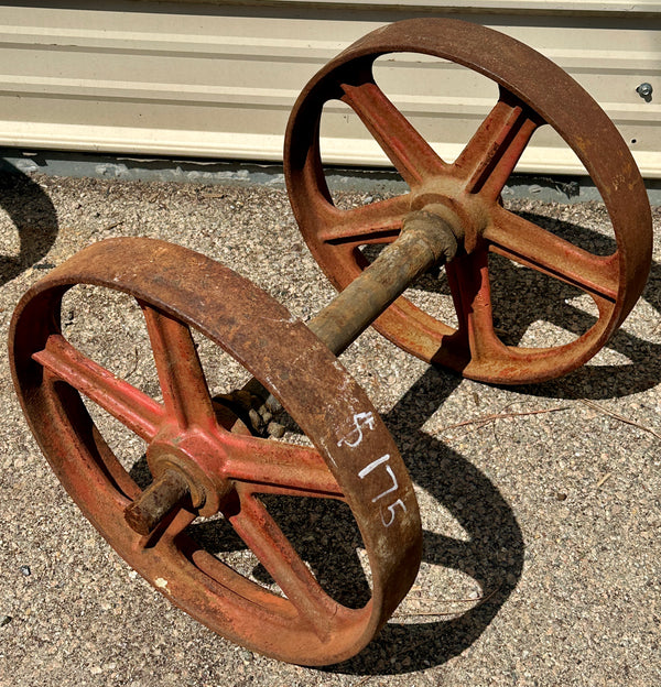 Pair of Industrial Cast Iron Cart Wheels GA20949