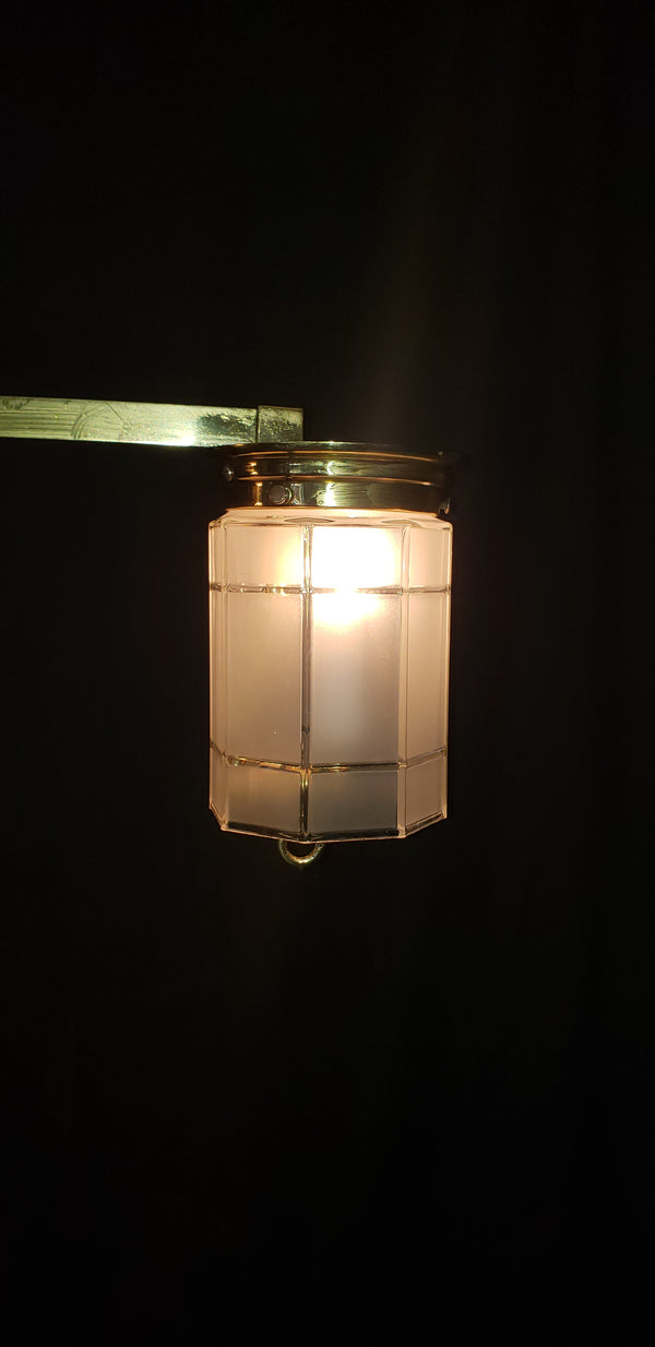 Restored Gas Converted 2 Light Brass Chandelier w/ Shades 26" x 28 1/2" GS00967