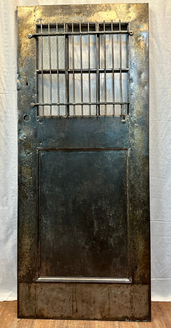 Factory Salvaged 1-Panel 6-Pane Steel Door w/ Iron Security Grate GA20557