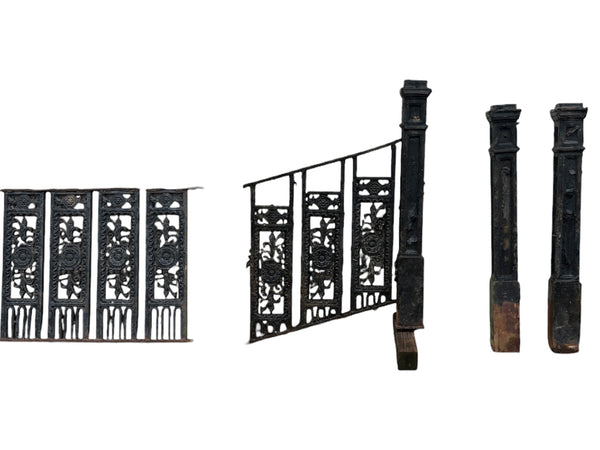 Antique Decorative Victorian Cast Iron Fence Panels & Posts GA21127