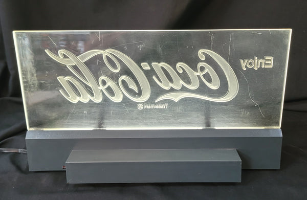 1980's Acrylic Coca Cola Free Standing Light Up Sign 18 3/8" x 10" GS01079