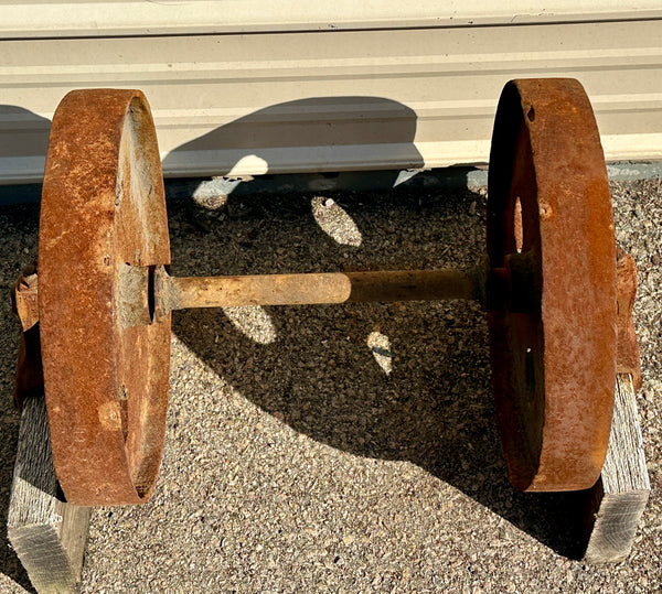 Pair of Industrial Cast Iron Cart Wheels GA20914