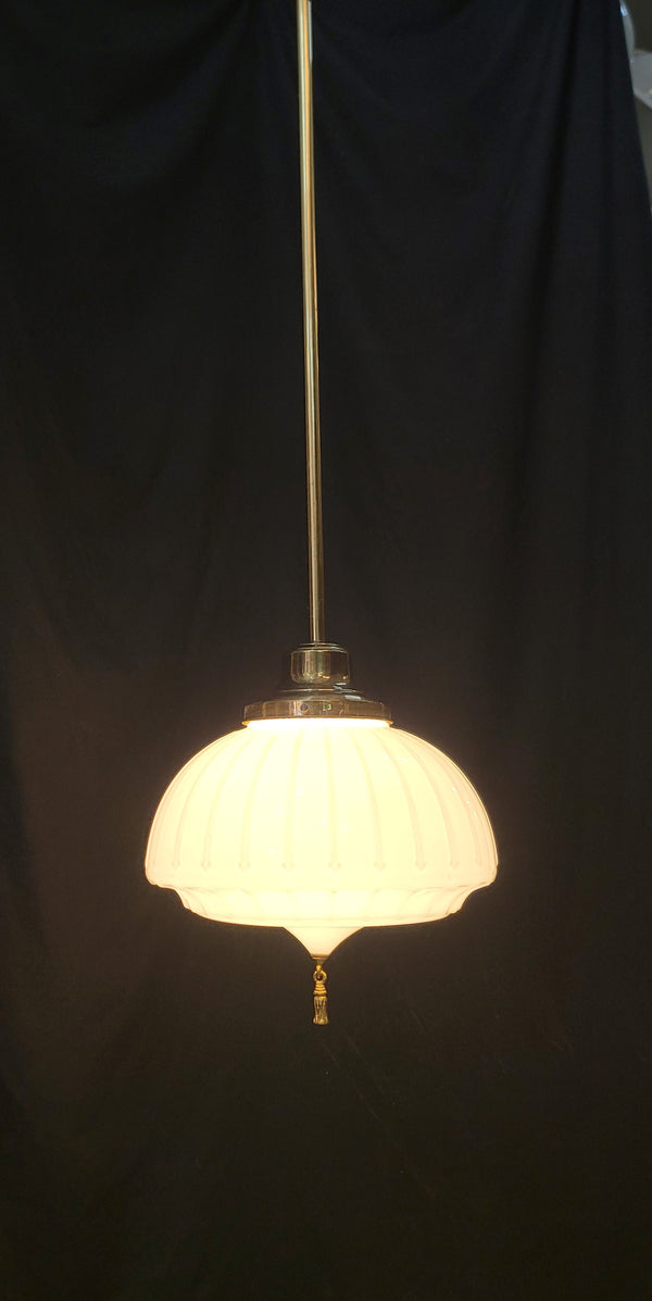 Restored Flush Mount Pendant Light Fixture w/ Textured Globe 15" x 39" GS01000
