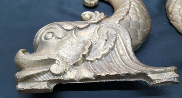 Pair of Solid Heavy Duty Brass Hanging Dolphin Fish