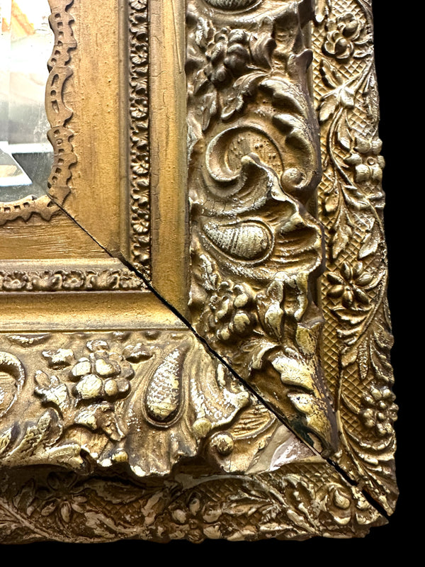 Antique 19th Century Gilt Wood Framed Mirror w/ Beveled Glass GA20851