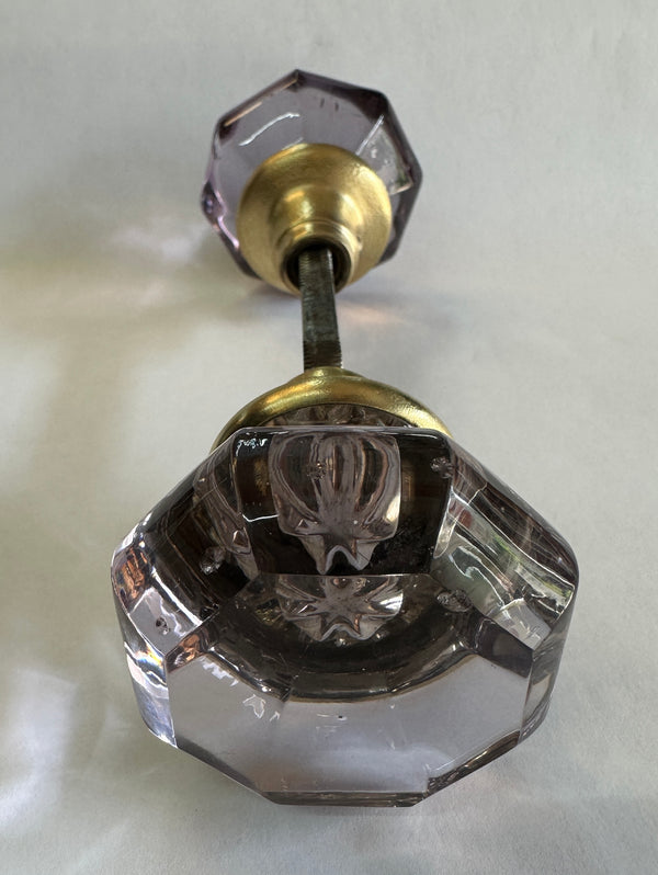 8- Point Crystal Amethyst Glass Door Knob Set GA20321