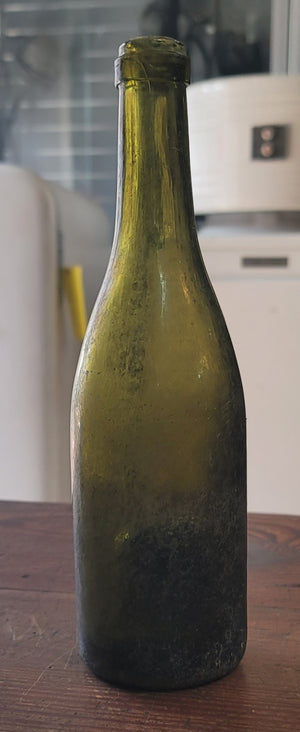 1840's Hand Blown Green Champagne Wine Bottle 10