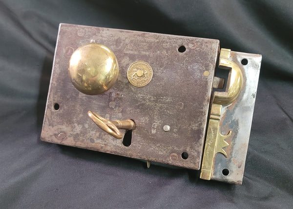 Restored Carpenter & Tildesley Right Side Lock Set w/ & Key 6" x 4 1/2" GS00988