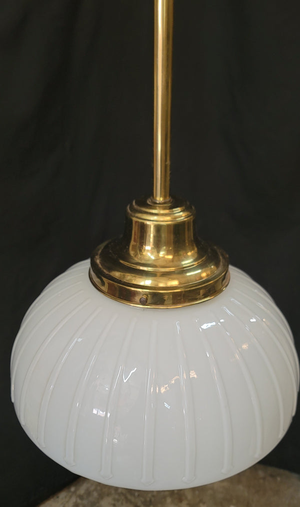 Restored Flush Mount Pendant Light Fixture w/ Textured Globe 15" x 39" GS01000