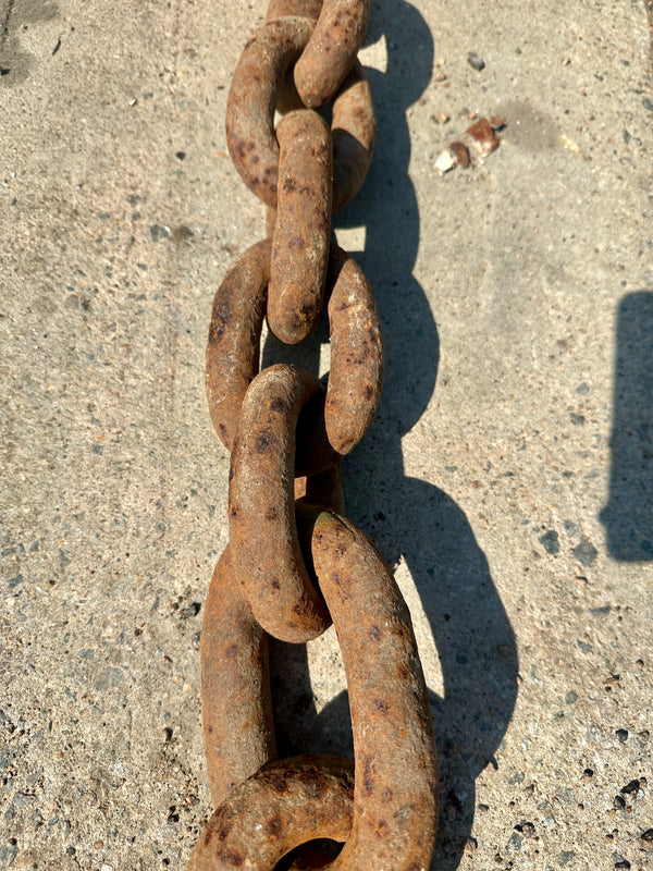 14 Ft of Antique Industrial Steel Chain w/ Cast Iron Clasp GA20920