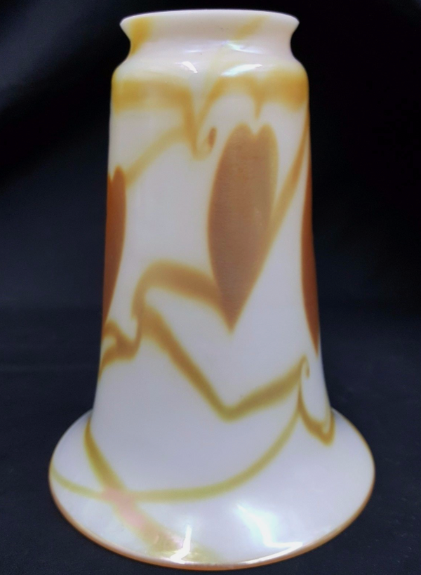 Set of 4 Lundberg Studios Gold Heart Glass Lamp Shade Globe Signed 2007 GA21516