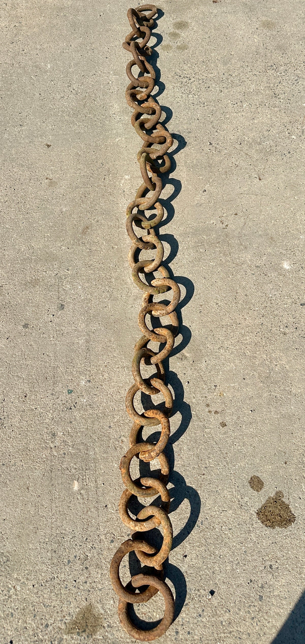 33 Ft of Antique Industrial Iron Round Link Chain GA20919