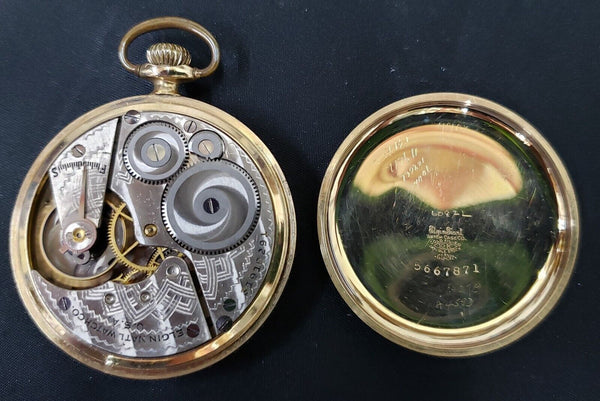 1929 Elgin 10K Gold Filled 7 Ruby Jewel Pocket Watch with 2 Tone Champagne Dial