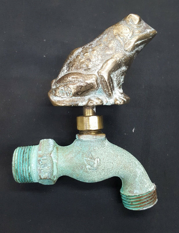 Vintage Unique Solid Bronze Frog Toad Faucet Topper