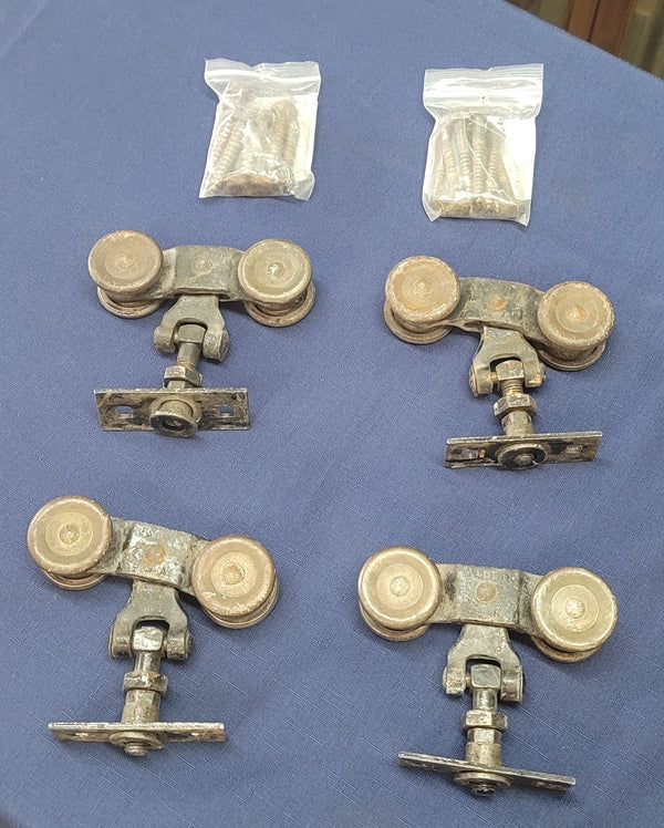 Rare! 2 Complete Pocket Door Hardware Sets w/ Railing Wheels & Screws GS00653