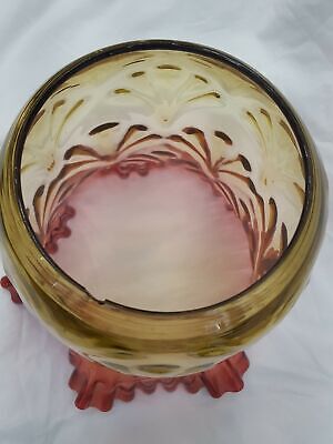 Large Antique Ruffled Yellow & Cranberry Lamp Shade