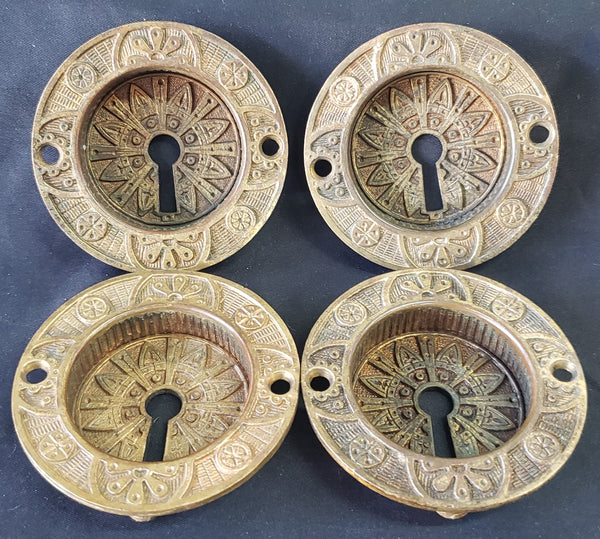 4 Victorian Eastlake Pocket Door Key Hole Escutcheon Plates 2 1/4" GS01094