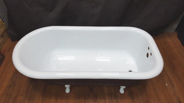 Restored Black & White Cast Iron Claw Foot Bathtub 60" x 30" x 22"