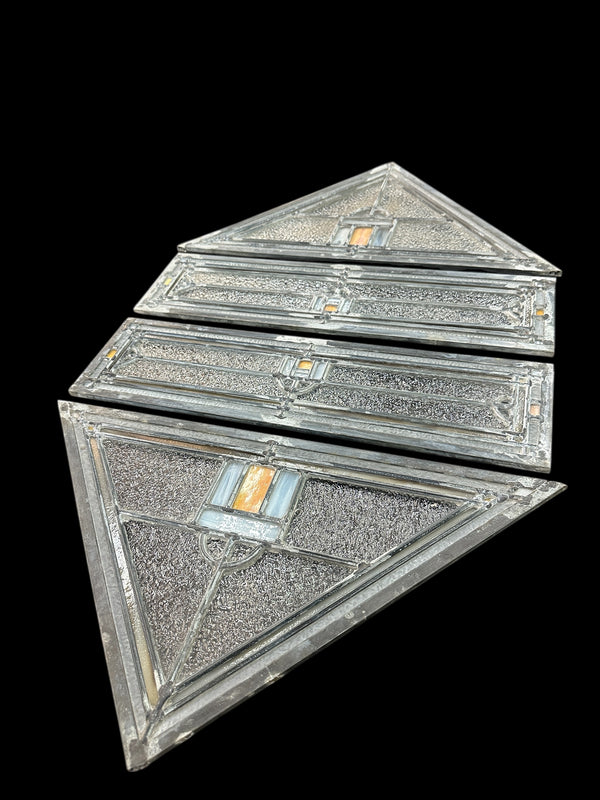 4 Sets of Stained + Pebbled Glass Window Panels GA20701