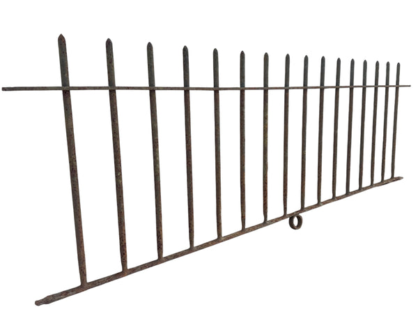 Antique Wrought Iron Picketed Fencing - 7 Ft Long x 27.75" Tall - GA21002