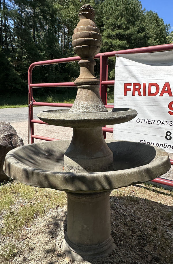 2-Tiered Concrete Fountain w/ Pineapple Finial GA20352