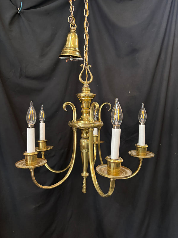 Vintage Brass 5- Light Chandelier Candelabra-Style GA21157