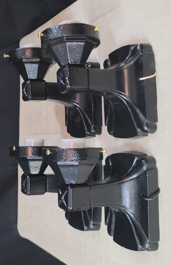 Set of 4 Restored Art Deco Cast Iron Exterior Sconces 7 1/2" T x 4 3/4" GS010918