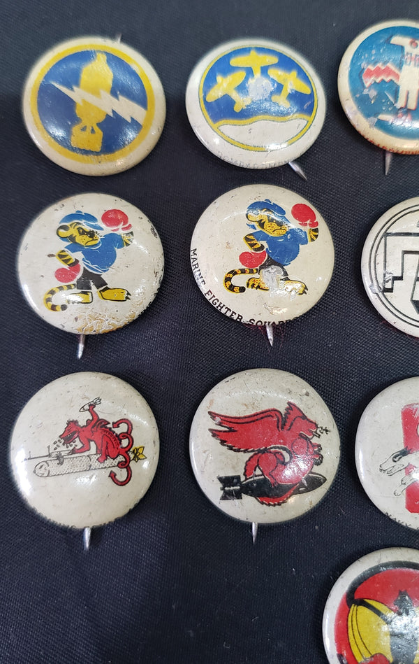 Lot of 24 WWII Kellogg's Pep Premium Pins w/ Military Emblems GS01074
