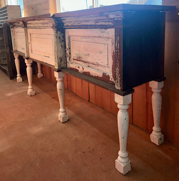 Rustic Custom-Built Cabinet/Counter Table w/ Heart Pine Top GA20719