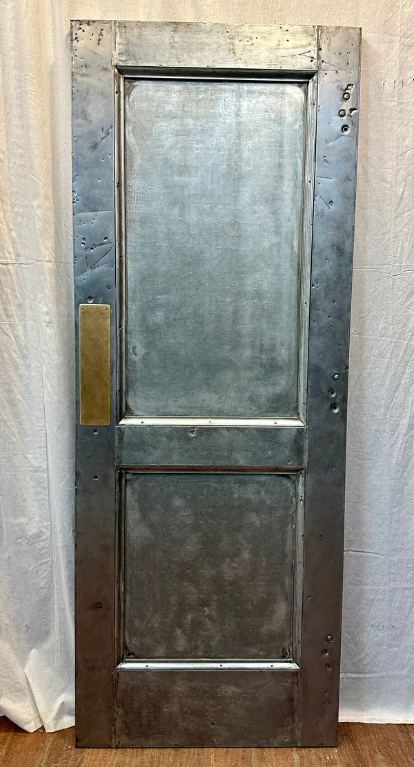 2-Panel Galvanized Steel Door w/ Brass Push Plate GA20572