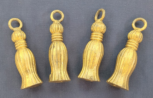 Vintage Set of 4 Brass Drapery Finial Tassel Weights 5" Tall GS00641