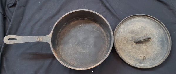 1800's Martin Cast Iron Spider Skillet #10 with Lid GS01078