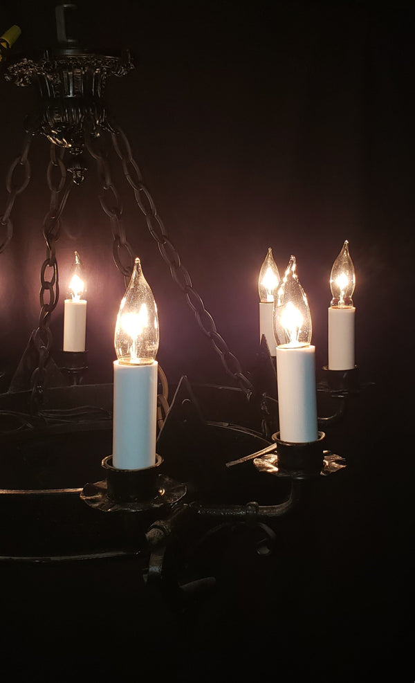Gothic Style Wrought Iron 8 Light Chandelier 22" T x 28" GS00966