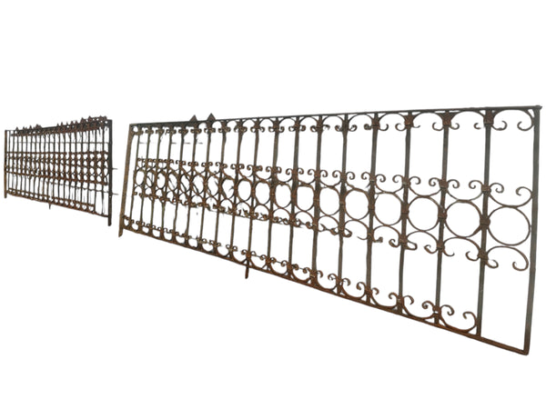 18+ Ft of Antique Wrought Iron Garden Gate Fencing GA20845