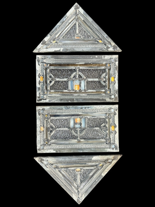 4 Sets of Stained + Pebbled Glass Window Panels GA20702