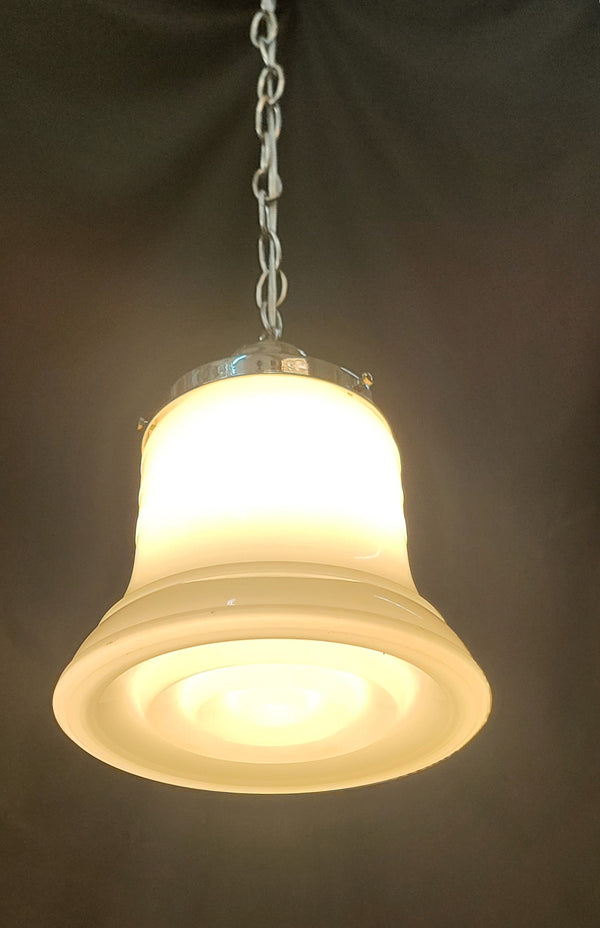 Restored Art Deco Pendant Light w/ Bell Shaped Bullseye Shade GS01056