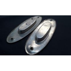 Pair of Nickel Plated Oval Pocket Door Pull Plates 5 3/4" x 2" GA1192