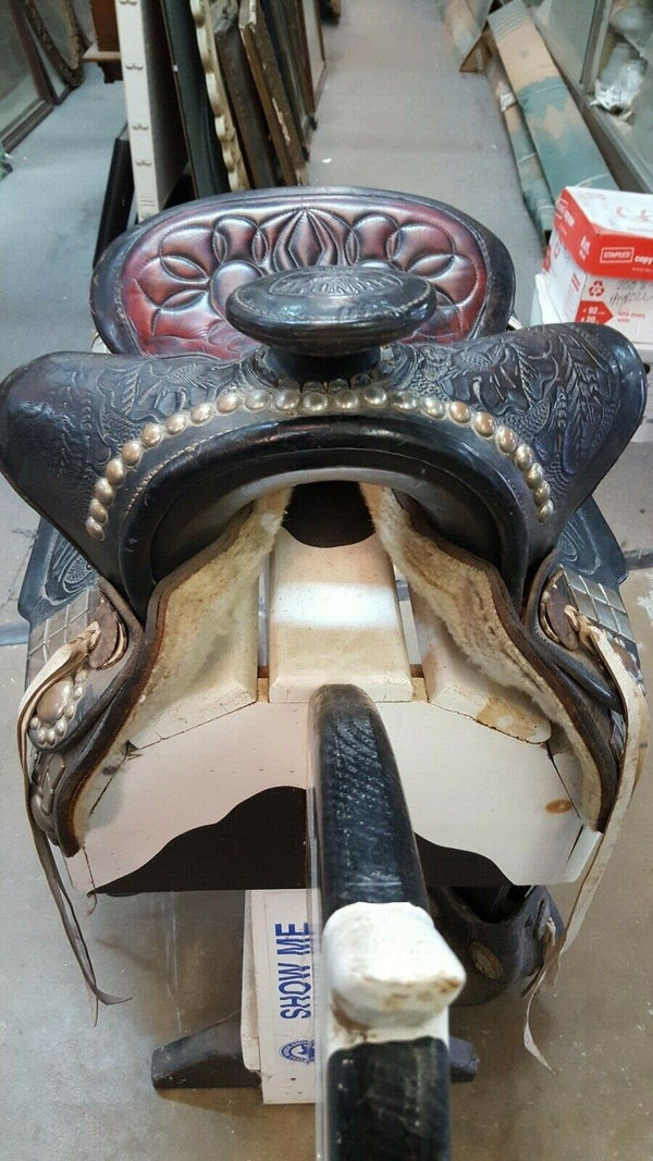1959 Ornate Leather Dress Saddle Prop used in MGM Movie GS00725