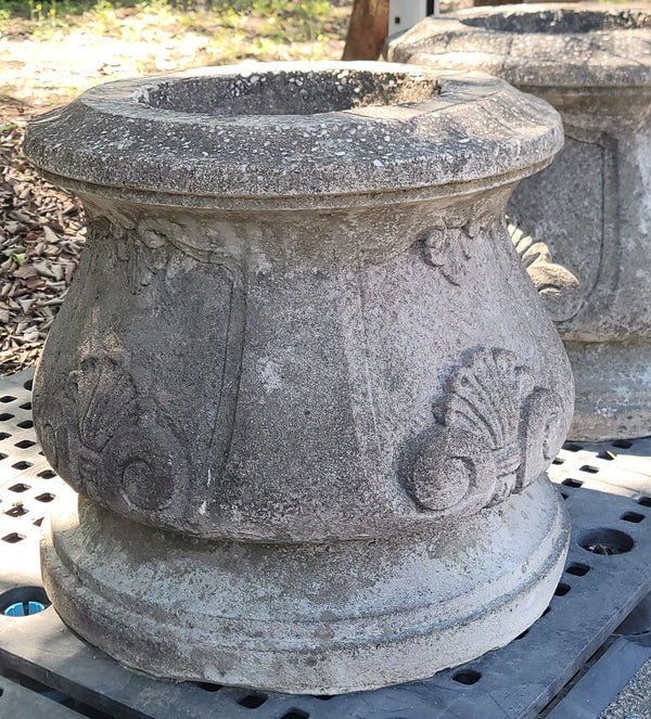 Fluted Concrete Planter w/ Acanthus Trim 21 3/4" x 26" GS01068 3 Available!