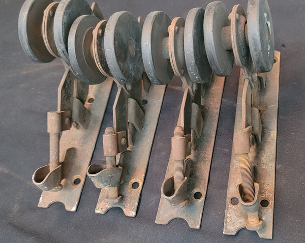 4 Cast Iron Pocket Door Wheel Rollers w/ Screws GS00642