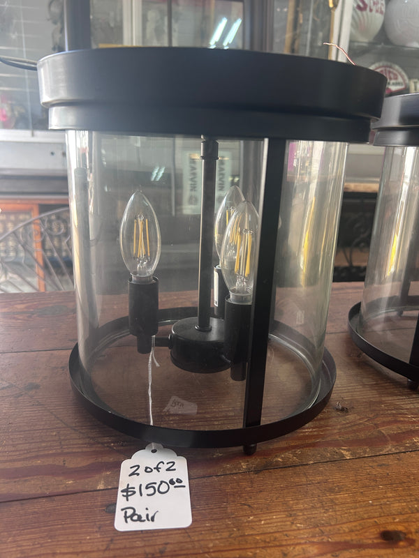 Pair of Metal Round Flush Mount Pendant Lights GS010979