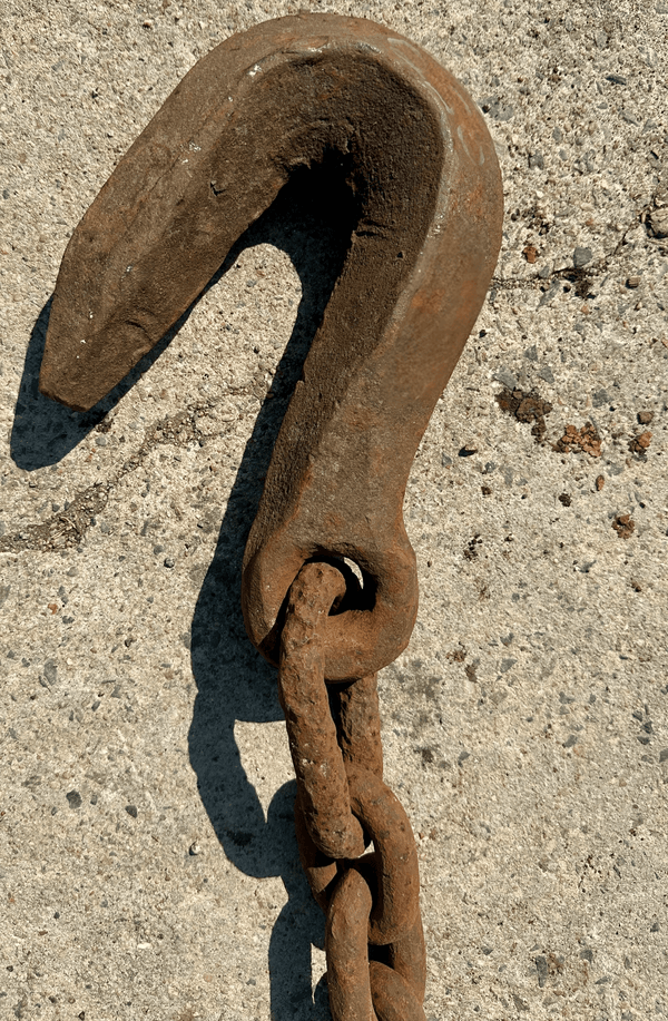 15 Ft of Antique Industrial Steel Chain w/ Cast Iron Clasp