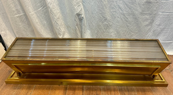 Antique Art Deco Brass Plated & Glass Rod Theater Light Fixture Pair GA20548